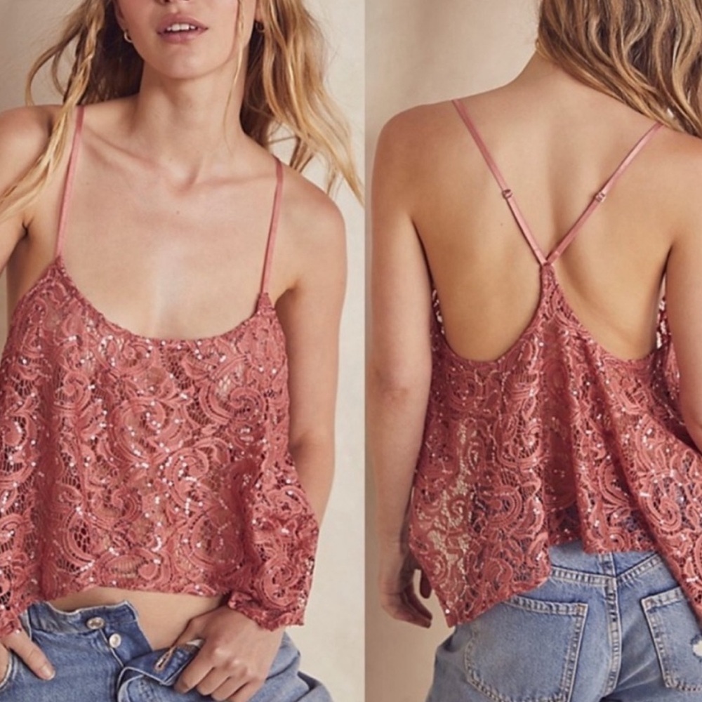 NWOT Free People Intimately, Best Idea Crop Cami, Small in Rose Pink